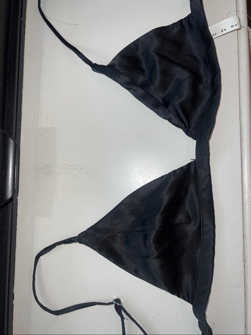 Fleur Du Mal Black Silk Triangle Bralette — image 8 of 8